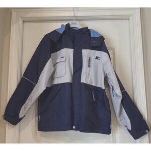 Vintage‎ Starter Boys Blue Colorblock Hooded Full Zip Jacket Size XL (16-18)